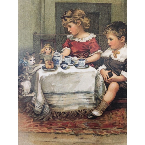 3 Vintage Moonlight & Roses Mounted Prints Hanging Wall Art Victorian Children - Picture 9 of 12